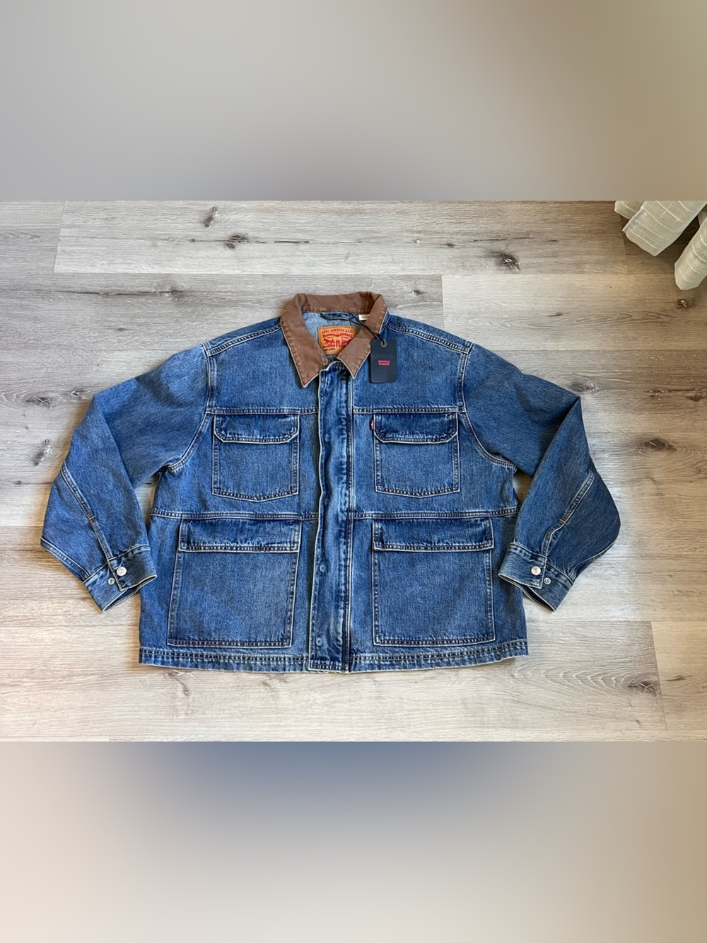 Levi's Blue Denim Jacket with Brown Collar